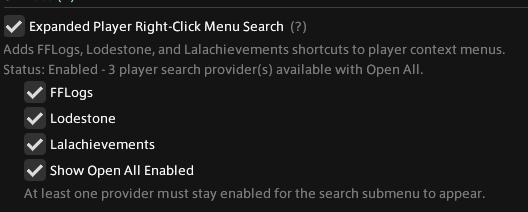 Expanded Player Right-Click Menu Searchの検索先設定